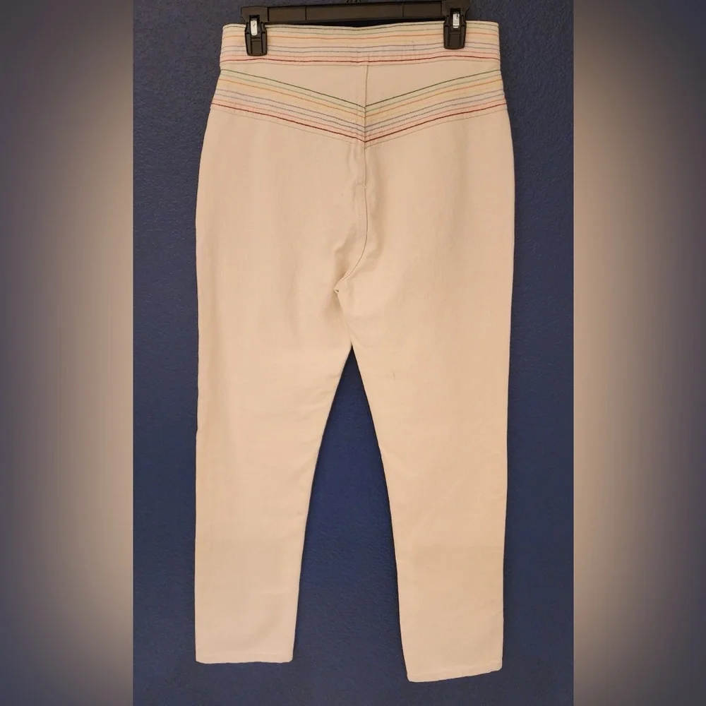 REDONE Blanca Miró Stove Pipe Embroidered High Rise Straight Jeans Cream Size 27
